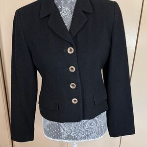 Harve Benard Black Women's Blazer with Wooden Buttons